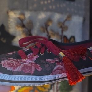 Kate Spade Keds Floral Canvas Sneakers with Tassels